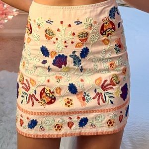 Urban Outfitters Embroidered Floral Mini Skirt size
